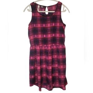 Y2K 90s Route 66 Pink Plaid Sleeveless Mini Dress Pockets Sm Cottagecore Grunge